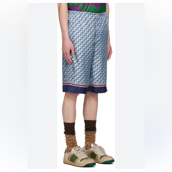 NWT GUCCI GG-PRINTSILKBLUE SHORTS Designer Sz 46 - US Sz S
